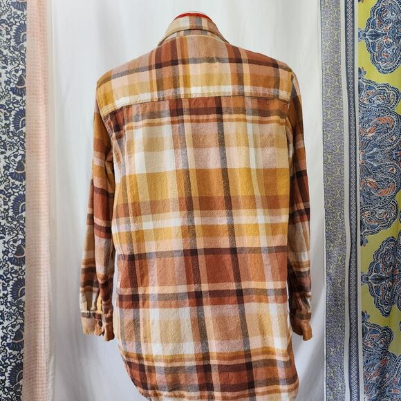 UNIVERSAL TREAD Brown Plaid Long Sleeve Button Up Boyfriend Shirt Size S - Picture 4 of 6